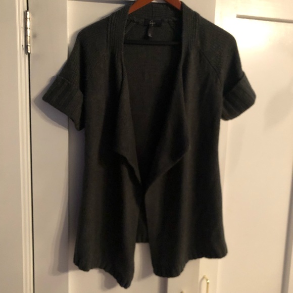 Aqua charcoal grey long open sweater size S - Picture 2 of 4